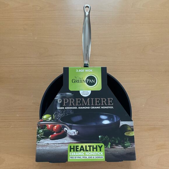 Green Pan 3.8 QT Wok 11" Ceramic Nonstick Gas Induction Stovetop Cookware New - Picture 1 of 6